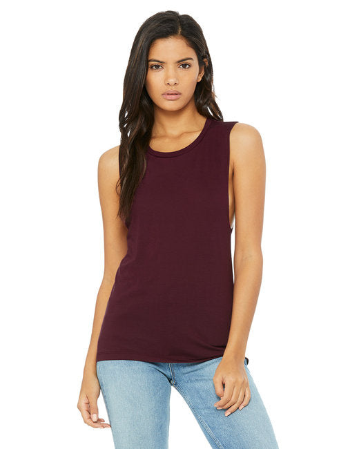 Ladies Flowy Scoop Muscle Tank - WHITE - S(D0102H7KRQ8)
