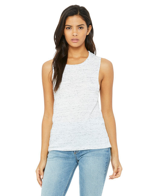 Ladies Flowy Scoop Muscle Tank - WHITE - S(D0102H7KRZP)