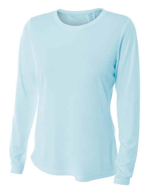 Ladies Long Sleeve cooling Performance crew Shirt - LIgHT YELLOW - XS(D0102H7KV4P)