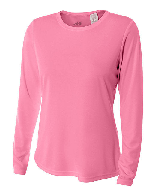 Ladies Long Sleeve cooling Performance crew Shirt - LIgHT YELLOW - XS(D0102H7KVTT)