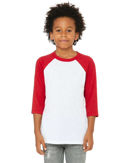 Youth 34-Sleeve Baseball T-Shirt - WHITE BLAcK - M(D0102H7KXMP)