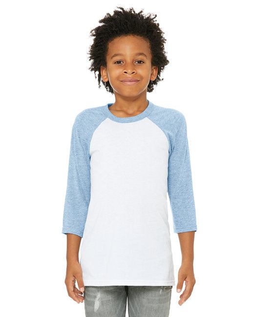 Youth 34-Sleeve Baseball T-Shirt - WHITE BLAcK - M(D0102H7KXZX)