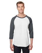 Unisex Premium Blend Ring-Spun 34 Sleeve Raglan T-Shirt - WHITE cHAR HTHR - 3XL(D0102H7M0SJ)