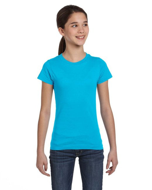 girls Fine Jersey T-Shirt - AQUA - XS(D0102H7M6B2)