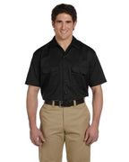 Unisex Short-Sleeve Work Shirt - BLAcK - S(D0102H7MFD6)