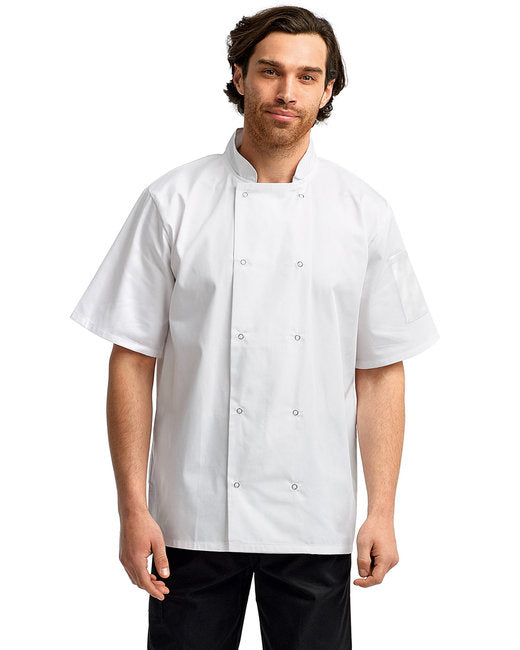 Unisex Studded Front Short-Sleeve chefs Jacket - BLAcK - 2XL(D0102H7MFPP)
