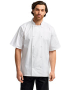 Unisex Studded Front Short-Sleeve chefs Jacket - BLAcK - 2XL(D0102H7MFPP)