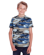Youth camo T-Shirt - BLUE WOODLAND - XS(D0102H7MYD8)