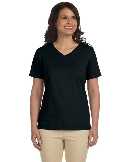 Ladies Premium Jersey V-Neck T-Shirt - BLAcK - S(D0102H7MYNP)