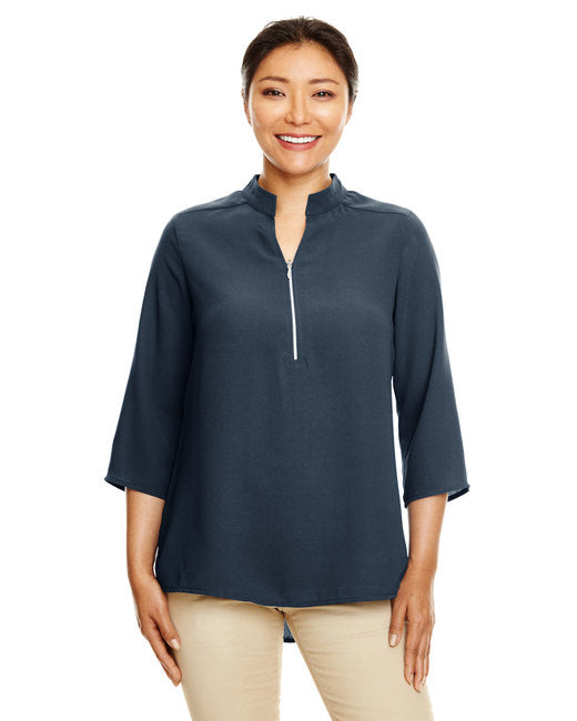 Ladies Perfect Fit34-Sleeve crepe Tunic - BLAcK - XS(D0102H7NA6P)