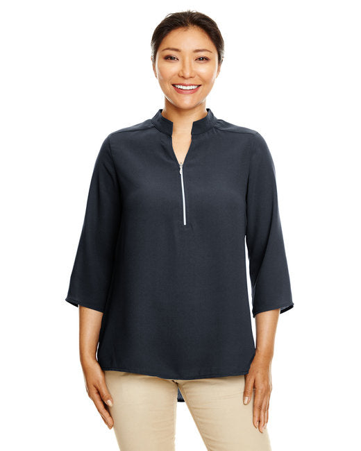 Ladies Perfect Fit34-Sleeve crepe Tunic - BLAcK - XS(D0102H7NAM6)