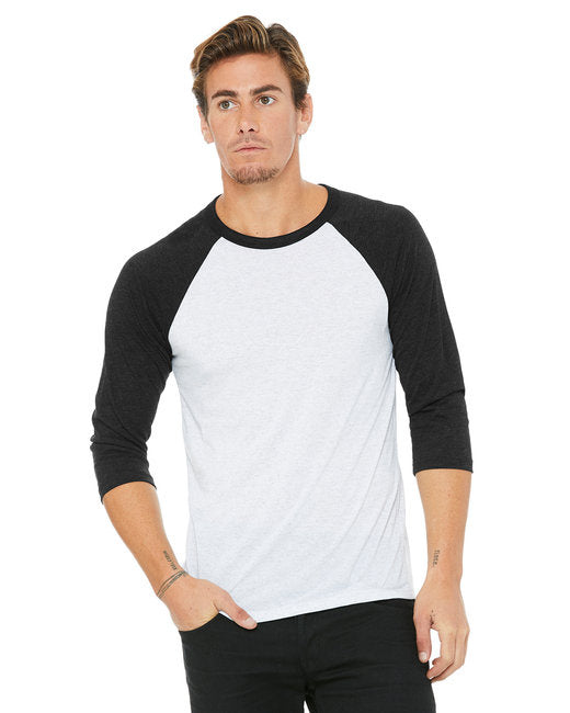 Unisex 34-Sleeve Baseball T-Shirt - gRY cHR BLK TRB - S(D0102H7W2UT)