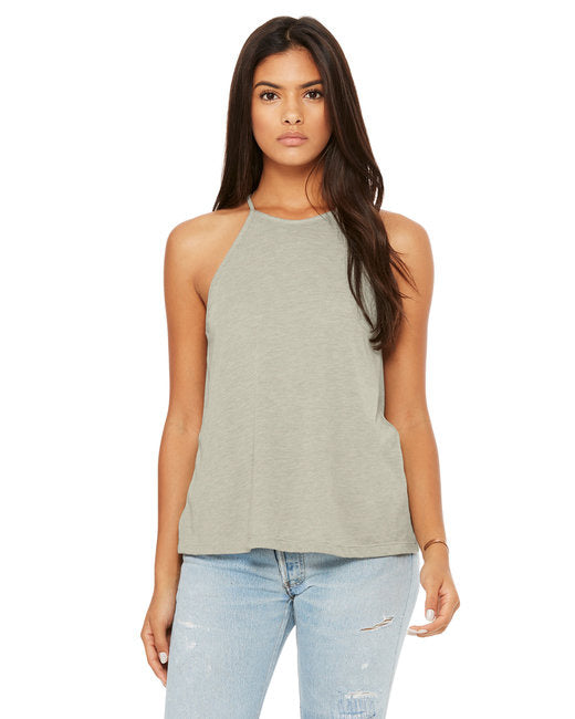 Ladies Flowy High Neck Tank - WHITE - S(D0102H7W3gJ)