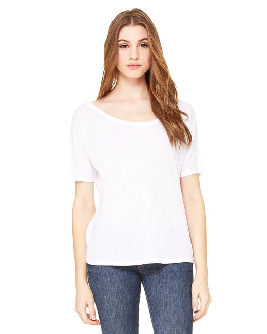 Ladies Slouchy T-Shirt - WHITE MARBLE - S(D0102H7W54T)