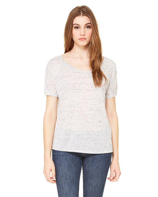 Ladies Slouchy T-Shirt - WHITE MARBLE - S(D0102H7W5J2)