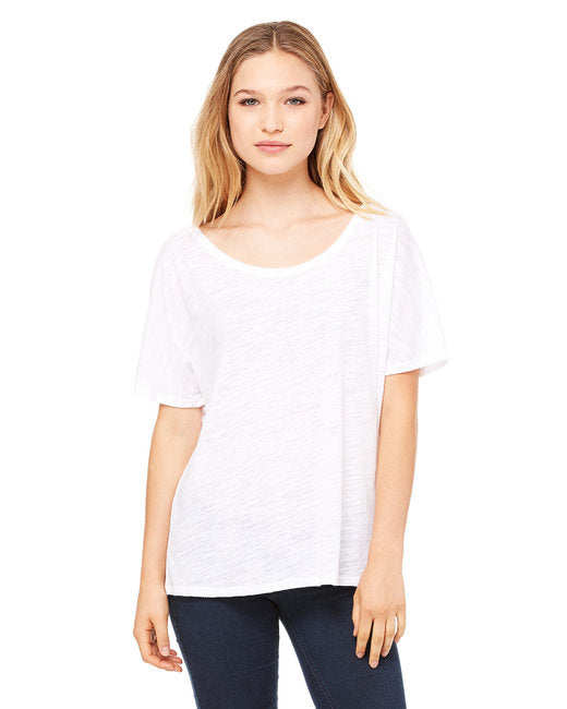 Ladies Slouchy T-Shirt - WHITE MARBLE - S(D0102H7W5LT)