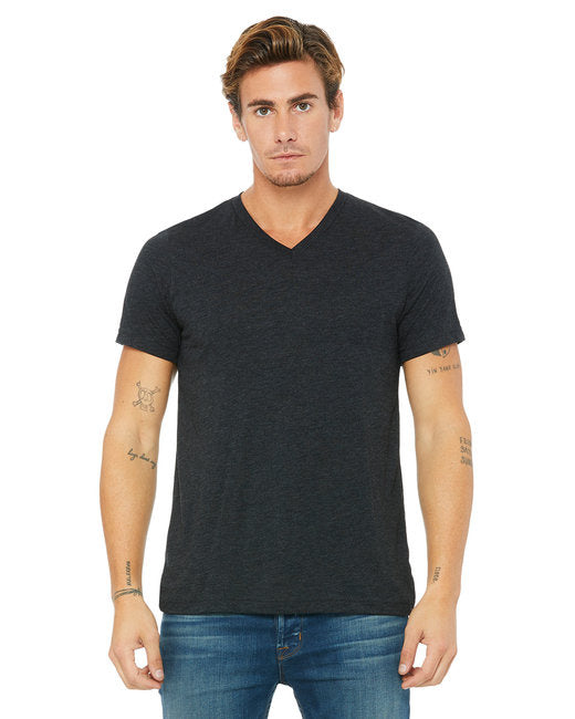 Unisex Triblend V-Neck T-Shirt - BLUE TRIBLEND - S(D0102H7W796)