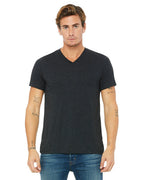 Unisex Triblend V-Neck T-Shirt - BLUE TRIBLEND - S(D0102H7W796)