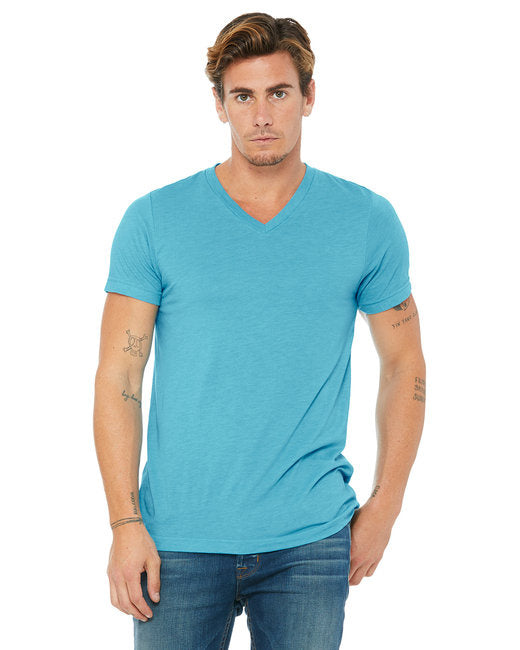 Unisex Triblend V-Neck T-Shirt - BLUE TRIBLEND - S(D0102H7W7Q6)