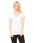 Ladies Triblend Short-Sleeve Deep V-Neck T-Shirt - BLUE TRIBLEND - S(D0102H7WBKX)