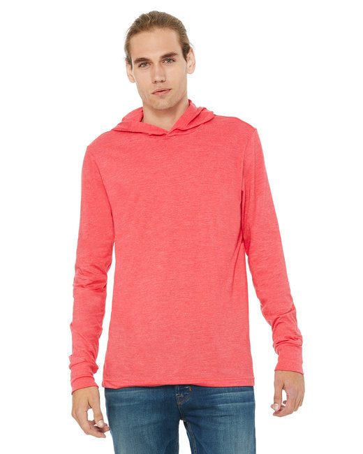 Unisex Jersey Long-Sleeve Hoodie - HEATHER NAVY - XS(D0102H7WFI6)