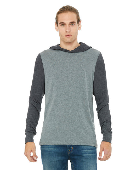 Unisex Jersey Long-Sleeve Hoodie - HEATHER NAVY - XS(D0102H7WFP2)