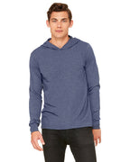 Unisex Jersey Long-Sleeve Hoodie - HEATHER NAVY - XS(D0102H7WFQ8)