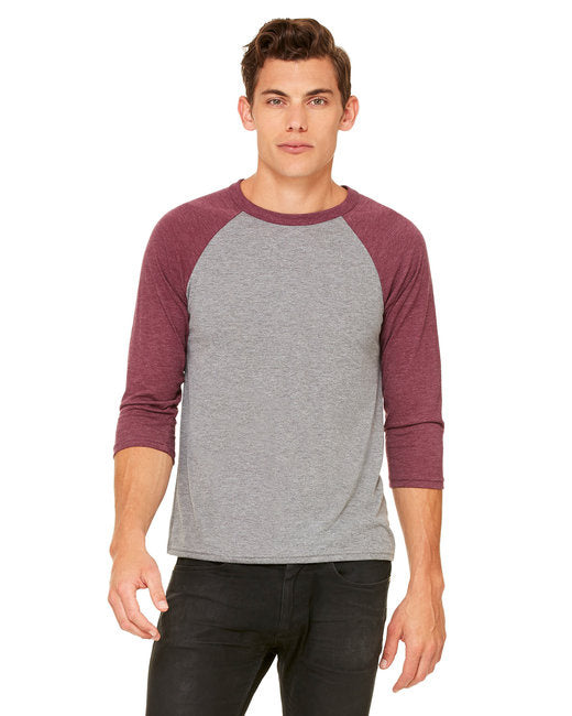 Unisex 34-Sleeve Baseball T-Shirt - gRY cHR BLK TRB - S(D0102H7Wg52)