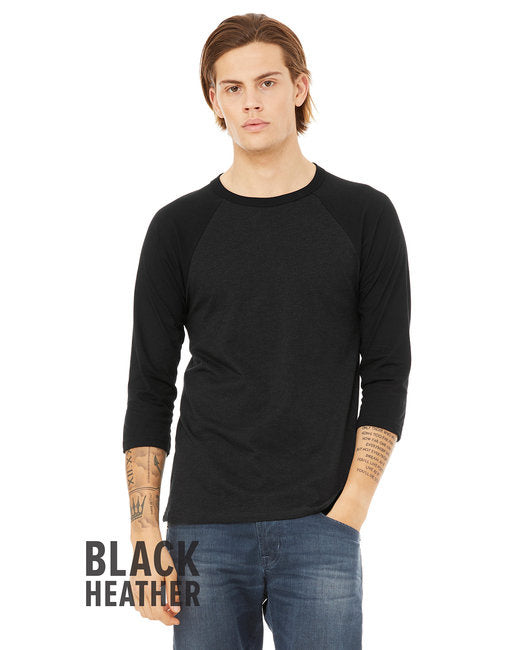Unisex 34-Sleeve Baseball T-Shirt - gRY cHR BLK TRB - S(D0102H7WgA2)