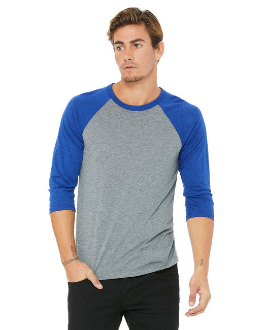 Unisex 34-Sleeve Baseball T-Shirt - gRY cHR BLK TRB - S(D0102H7WgDT)