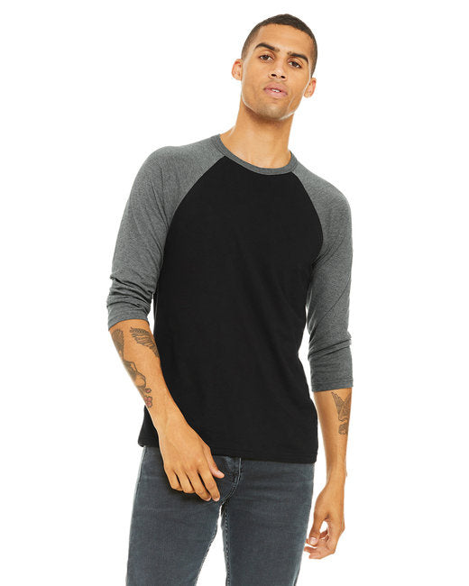 Unisex 34-Sleeve Baseball T-Shirt - gRY cHR BLK TRB - S(D0102H7WgTX)