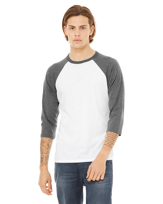 Unisex 34-Sleeve Baseball T-Shirt - gRY cHR BLK TRB - S(D0102H7WgXT)