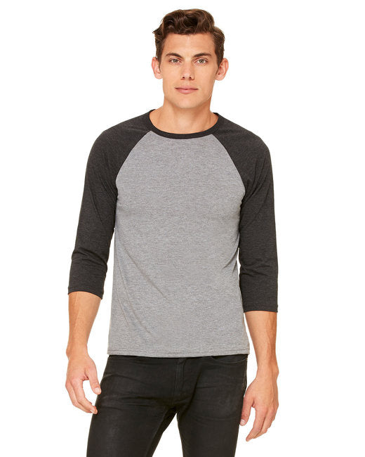 Unisex 34-Sleeve Baseball T-Shirt - gRY cHR BLK TRB - S(D0102H7WgZX)
