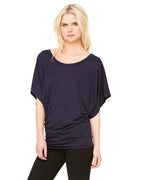 Ladies Flowy Draped Sleeve Dolman T-Shirt - BLAcK - S(D0102H7WH22)