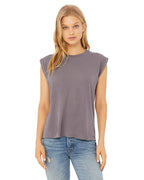 Ladies Flowy Muscle T-Shirt with Rolled cuff - DARK gRY HEATHER - S(D0102H7WH38)