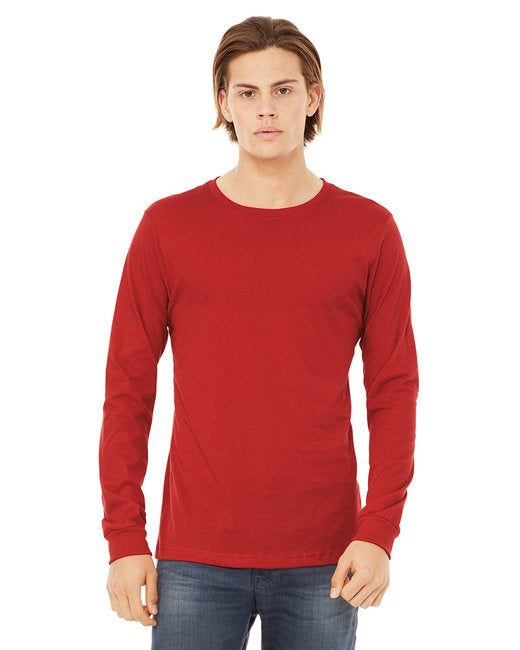 Unisex Jersey Long-Sleeve T-Shirt - RED - S(D0102H7WPJ8)