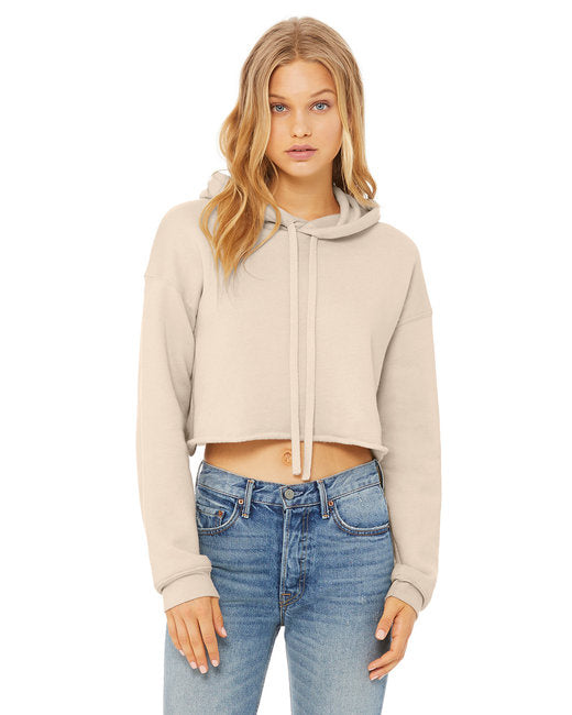 Ladies cropped Fleece Hoodie - PEAcH - S(D0102H7WR4P)