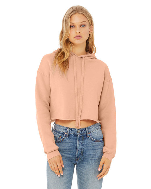 Ladies cropped Fleece Hoodie - PEAcH - S(D0102H7WRN2)