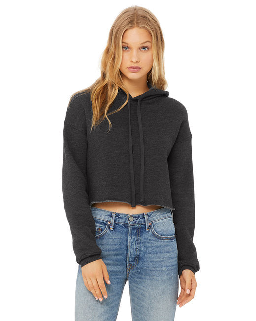 Ladies cropped Fleece Hoodie - PEAcH - S(D0102H7WRNX)