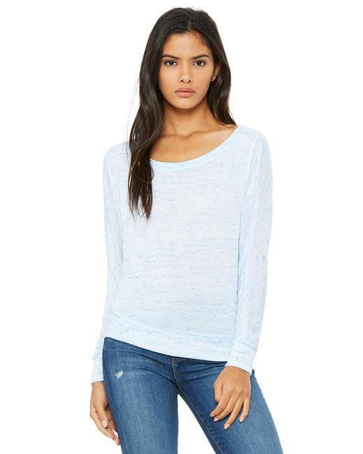 Ladies Flowy Long-Sleeve Off Shoulder T-Shirt - NEON PINK - S(D0102H7WVB8)