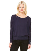 Ladies Flowy Long-Sleeve Off Shoulder T-Shirt - NEON PINK - S(D0102H7WVMT)