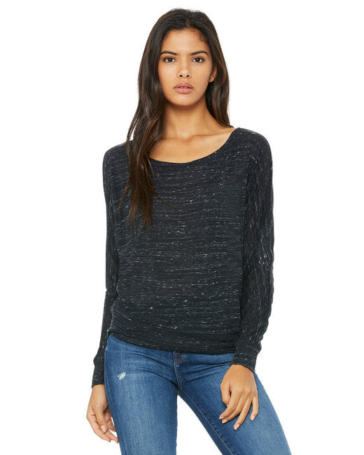 Ladies Flowy Long-Sleeve Off Shoulder T-Shirt - NEON PINK - S(D0102H7WVY6)