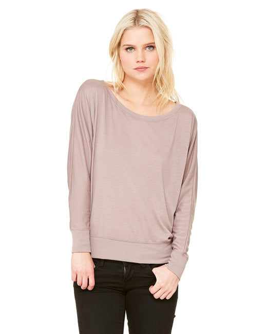 Ladies Flowy Long-Sleeve Off Shoulder T-Shirt - NEON PINK - S(D0102H7WVZP)