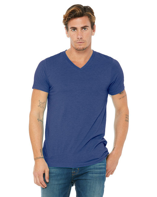 Unisex Triblend V-Neck T-Shirt - BLUE TRIBLEND - S(D0102H7WX16)