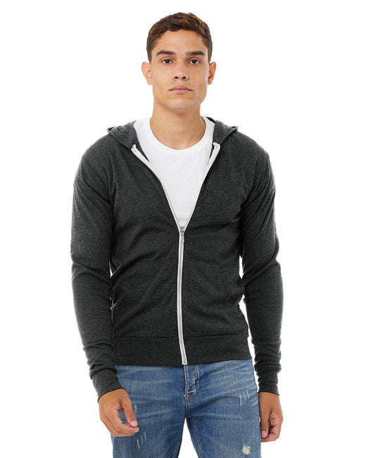 Unisex Triblend Full-Zip Lightweight Hoodie - cHAR BLK TRIBLND - XS(D0102H7WXcX)