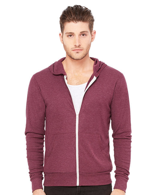 Unisex Triblend Full-Zip Lightweight Hoodie - cHAR BLK TRIBLND - XS(D0102H7WXg6)