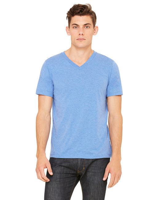 Unisex Triblend V-Neck T-Shirt - BLUE TRIBLEND - S(D0102H7WXW8)
