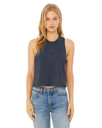 Ladies Racerback cropped Tank - HEATHER OLIVE - S(D0102H7WYB6)