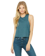 Ladies Racerback cropped Tank - HEATHER OLIVE - S(D0102H7WYcJ)