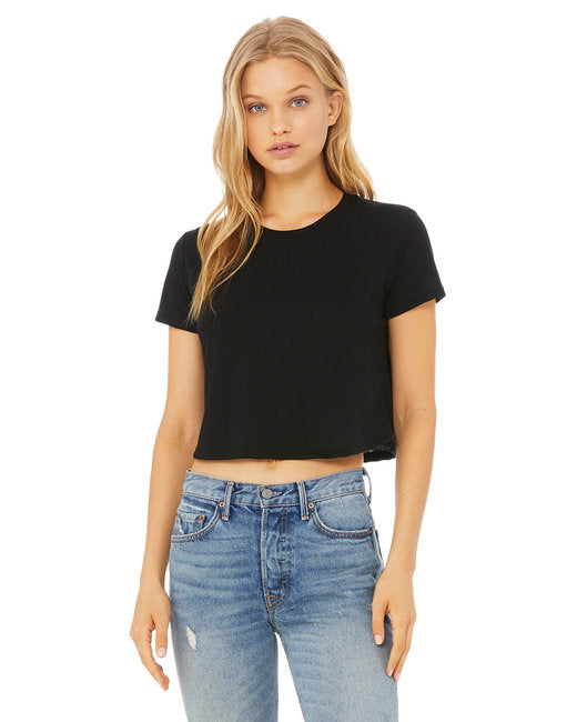 Ladies Flowy cropped T-Shirt - WHITE - S(D0102H7WZ12)